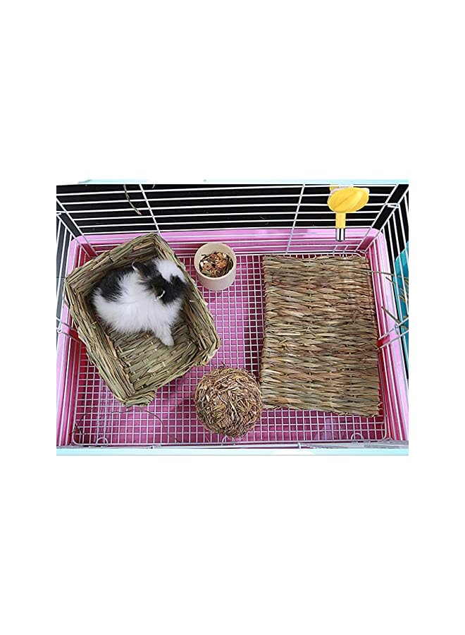 Grass Mat Woven Bed Mat for Small Animal Bunny Bedding Nest Chew Toy Bed Play Toy for Guinea Pig Parrot Rabbit Hamster Rat(Pack of 3) - Image 5